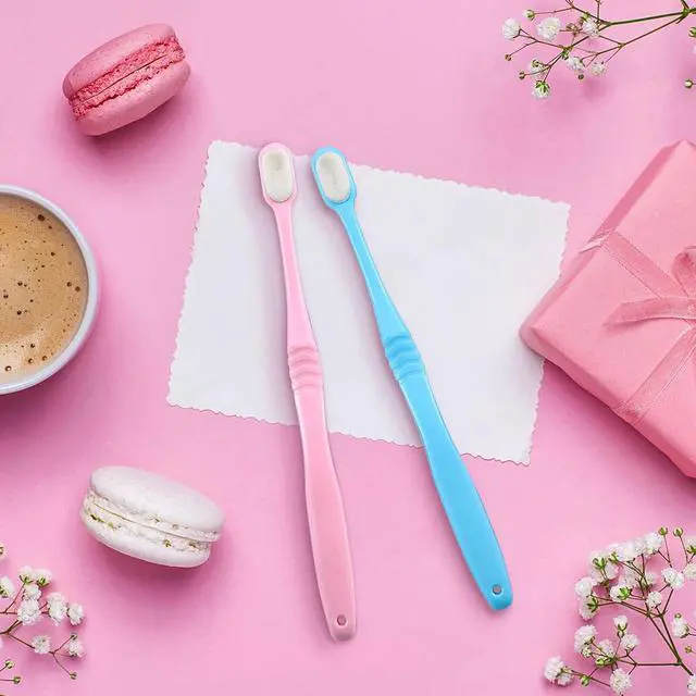 Alt view image 5 of 7 - Boao 4 Pieces Extra Soft Toothbrushes Micro Nano Manual Toothbrush for Sensitive Tooth with 20,000 Extra Soft Bristles for Fragile Tooth Adult(Blue, Pink)