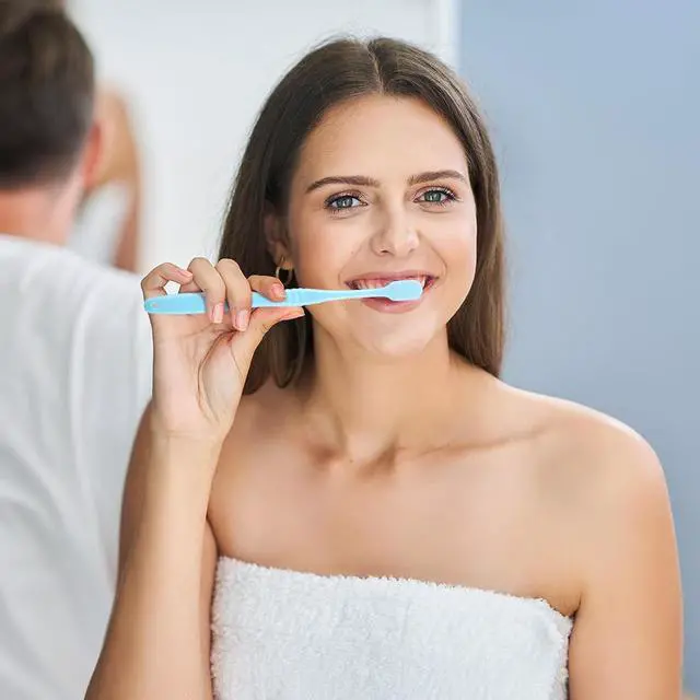 Alt view image 7 of 7 - Boao 4 Pieces Extra Soft Toothbrushes Micro Nano Manual Toothbrush for Sensitive Tooth with 20,000 Extra Soft Bristles for Fragile Tooth Adult(Blue, Pink)