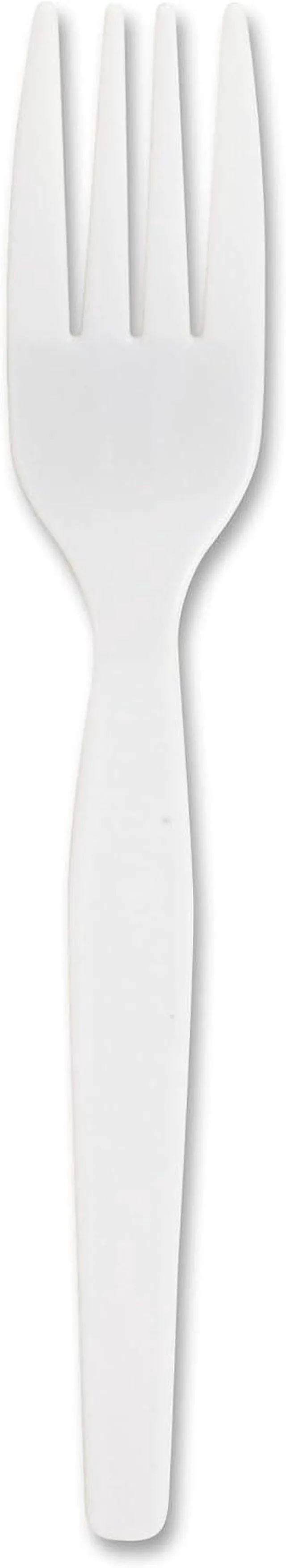 Alt view image 2 of 5 - Genuine Joe Heavyweight White Plastic Forks (Pack of 100)