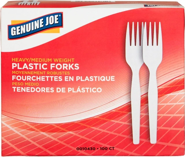 Alt view image 5 of 5 - Genuine Joe Heavyweight White Plastic Forks (Pack of 100)