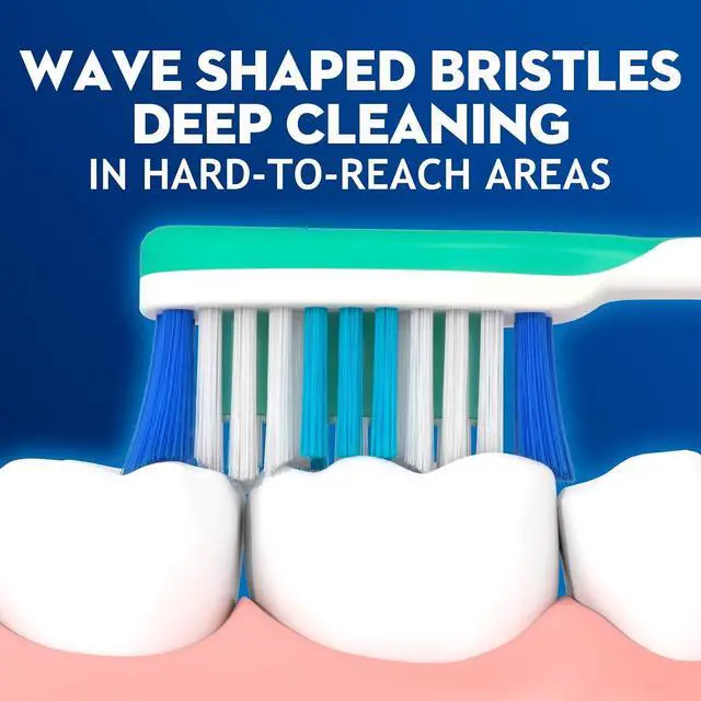 Alt view image 6 of 7 - Hard Bristle Toothbrush for Adults, Manual with Wavy Bristles & Tongue Cleaner, Effective Teeth Cleaning & Breath Care 6 Pack