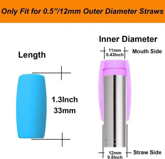 Alt view image 3 of 6 - Silicone Straws Tips, Food Grade Straw Nozzles Protectors for Stainless Steel Metal Boba Bubble Tea Slushy Milkshakes Straws 0.5" 12mm 1/2 Inch Wide, Multicolored 10PCS
