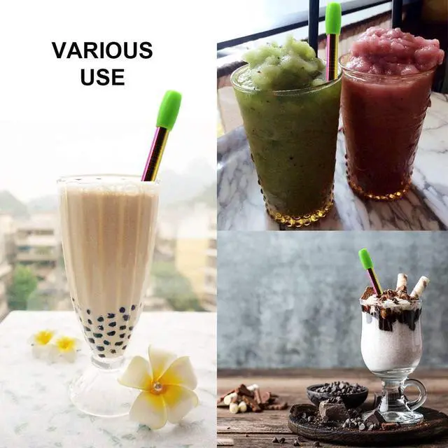 Alt view image 6 of 6 - Silicone Straws Tips, Food Grade Straw Nozzles Protectors for Stainless Steel Metal Boba Bubble Tea Slushy Milkshakes Straws 0.5" 12mm 1/2 Inch Wide, Multicolored 10PCS