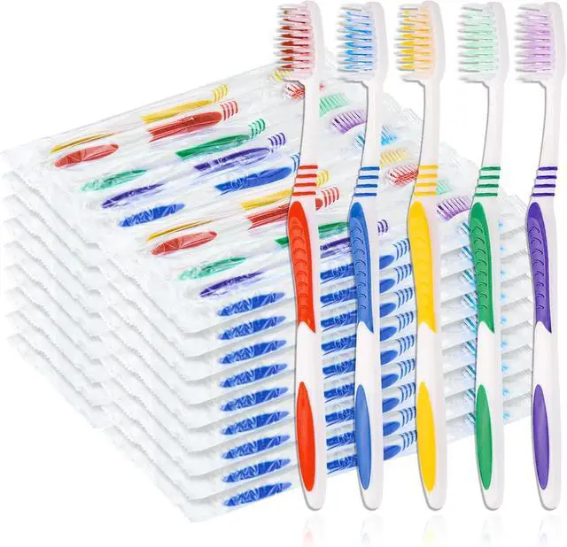 Main image of Bulk Toothbrushes Individually Wrapped Disposable Travel Toothbrush
