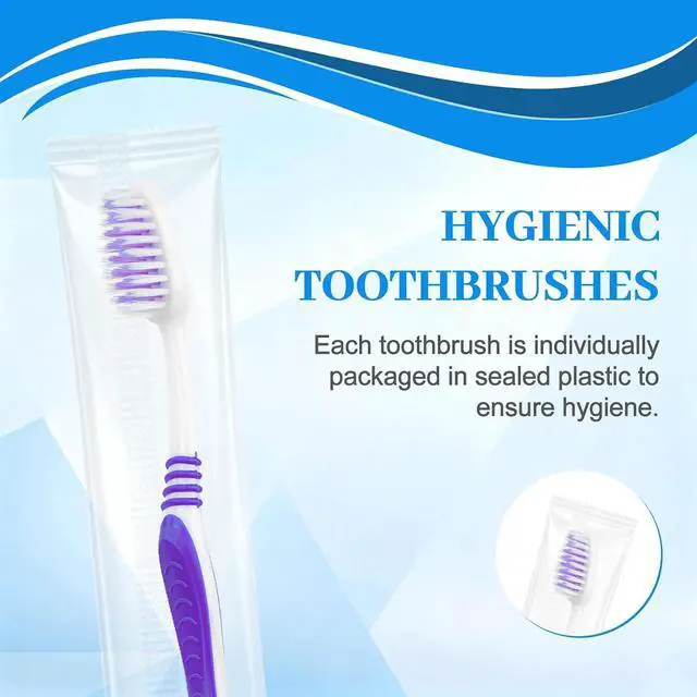 Alt view image 4 of 6 - Bulk Toothbrushes Individually Wrapped Disposable Travel Toothbrush