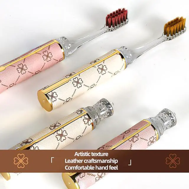 Alt view image 6 of 7 - Foldable Travel Toothbrush Set,Compact Head,Mini Toothbrush with Toothbrush Case,Soft Bristled Travel Toothbrushes for Adults (Leather Handles Pink 1 PCS)