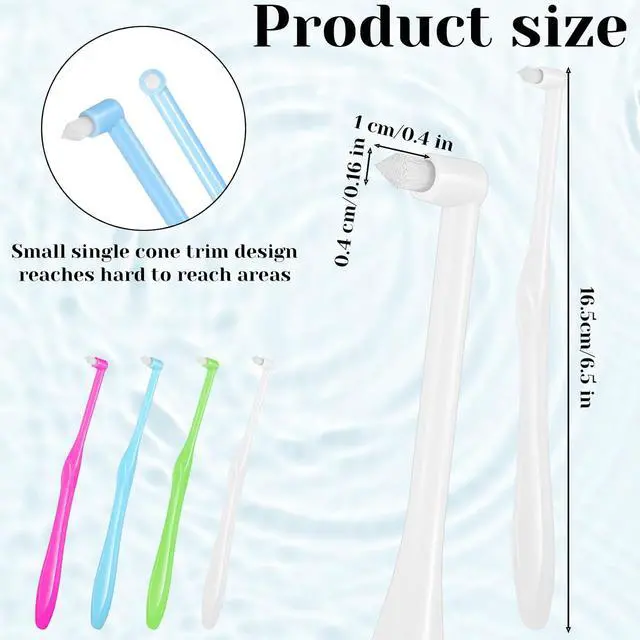 Alt view image 2 of 7 - 4 PCS End Tuft Toothbrush Adult, Single End Tuft Brush, Soft Orthodontic Toothbrushes for Braces, Small Soft Head for Tiny Hard-to-Reach Areas Detail Cleaning, Individually Wrapped