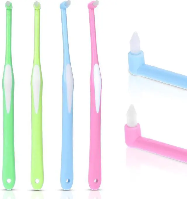 Main image of Ouligay 4Pcs End Tuft Toothbrush Adult Tufted Brush Single Tuft Toothbrushes Small Head Tiny Interdental Interspace Toothbrushes Orthodontic Toothbrush for Braces Detail Cleaning
