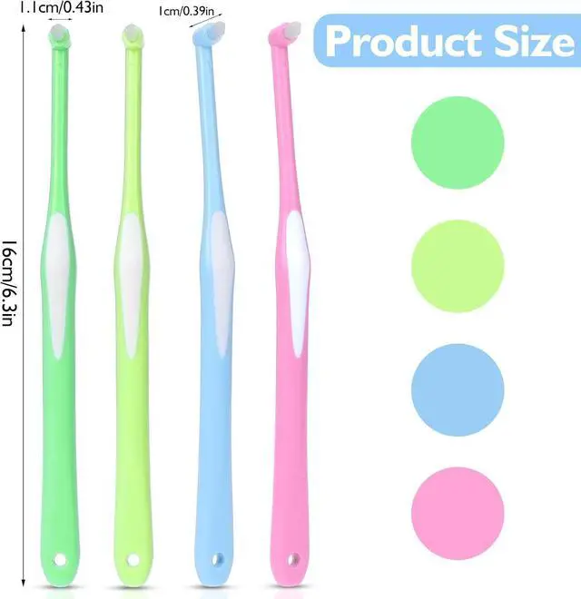 Alt view image 5 of 7 - Ouligay 4Pcs End Tuft Toothbrush Adult Tufted Brush Single Tuft Toothbrushes Small Head Tiny Interdental Interspace Toothbrushes Orthodontic Toothbrush for Braces Detail Cleaning