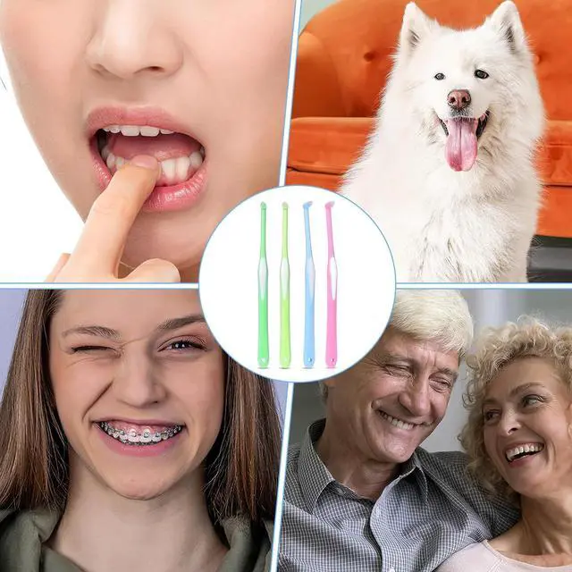 Alt view image 6 of 7 - Ouligay 4Pcs End Tuft Toothbrush Adult Tufted Brush Single Tuft Toothbrushes Small Head Tiny Interdental Interspace Toothbrushes Orthodontic Toothbrush for Braces Detail Cleaning