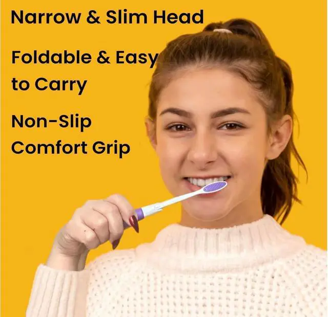 Alt view image 7 of 7 - Pack of 2pc Comfort Hold Travel Toothbrush On The Go Folding Medium Bristle Brushes Compact Size Ergonomic Foldable Tooth Brush Camping Gym School Locker Backpack TSA Approved - Assorted Colors