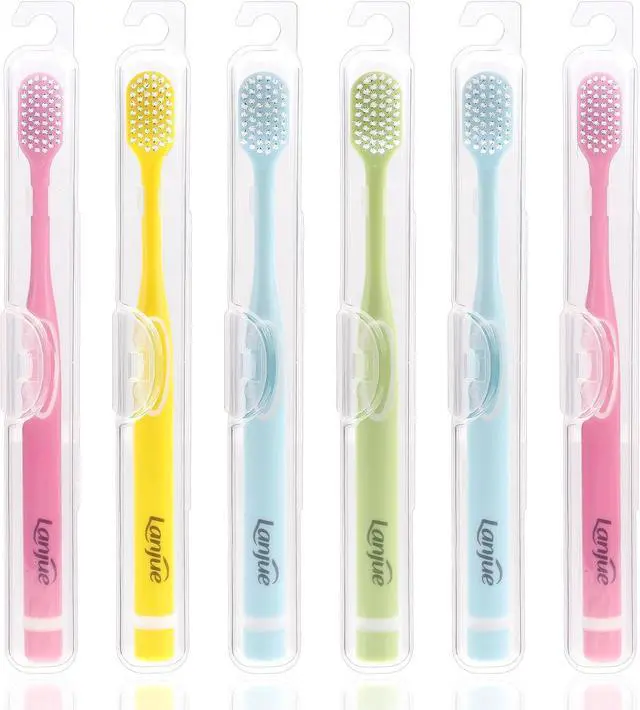 Main image of 6-Pack Travel Toothbrush Set for Adults, Extra Soft, Multicolor