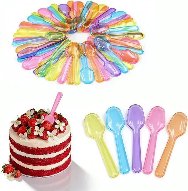 Main image of 200pcs Mini Tasting Spoons for Desserts,Disposable Colorful Plastic Spoons