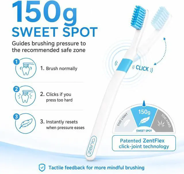 Alt view image 4 of 7 - Zent Patented Pressure-Sensitive Soft Toothbrush for Adults | Protects Gums