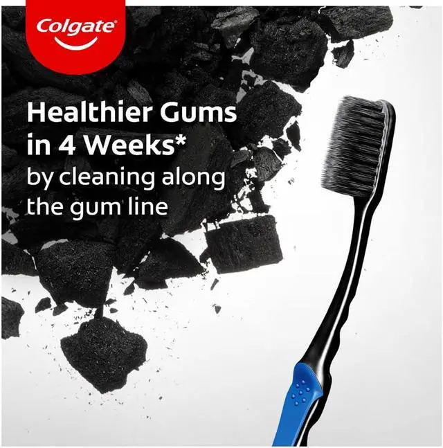Alt view image 4 of 7 - Colgate SlimSoft Charcoal Toothbrush Set of 4 | Soft Bristles | Deep Cleaning