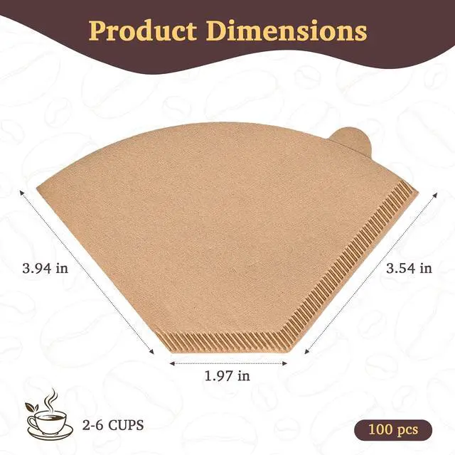 Alt view image 2 of 7 - 100 Count #2 Cone Coffee Filters, Unbleached Natural Paper, No Blowout & Tear-Resistant, Compostable, Fits 2-6 Cup Makers, Pour-Over & Ninja Brewers