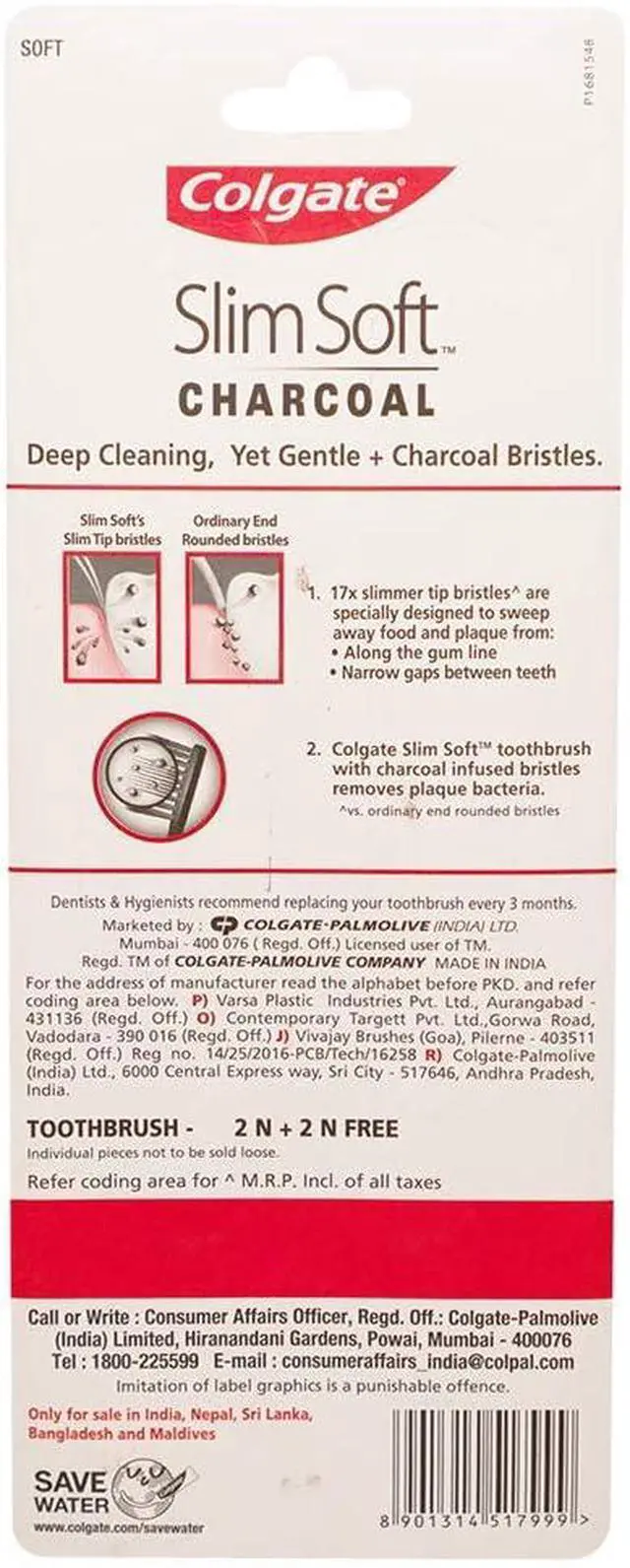 Alt view image 7 of 7 - Colgate SlimSoft Charcoal Toothbrush Set of 4 | Soft Bristles | Deep Cleaning