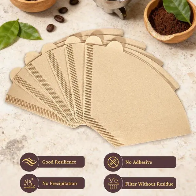Alt view image 4 of 7 - 100 Count #2 Cone Coffee Filters, Unbleached Natural Paper, No Blowout & Tear-Resistant, Compostable, Fits 2-6 Cup Makers, Pour-Over & Ninja Brewers