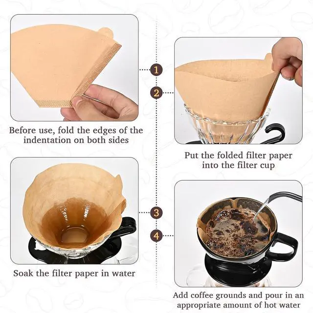 Alt view image 5 of 7 - 100 Count #2 Cone Coffee Filters, Unbleached Natural Paper, No Blowout & Tear-Resistant, Compostable, Fits 2-6 Cup Makers, Pour-Over & Ninja Brewers