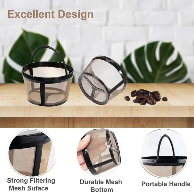 Alt view image 2 of 7 - 4-5 Cup Reusable Filter Basket With Mesh Bottom Fits MrCoffee, Cuisinart, Black & Decker, Hamilton Beach Coffee Makers, Stainless Steel Coffee Makers - BPA-Free Permanent Replacement - 1-Pack