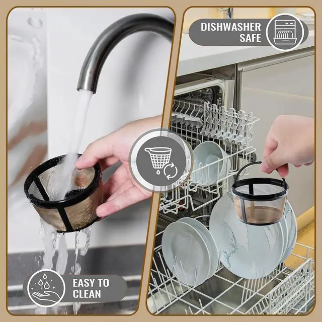 Alt view image 6 of 7 - 4-5 Cup Reusable Filter Basket With Mesh Bottom Fits MrCoffee, Cuisinart, Black & Decker, Hamilton Beach Coffee Makers, Stainless Steel Coffee Makers - BPA-Free Permanent Replacement - 1-Pack