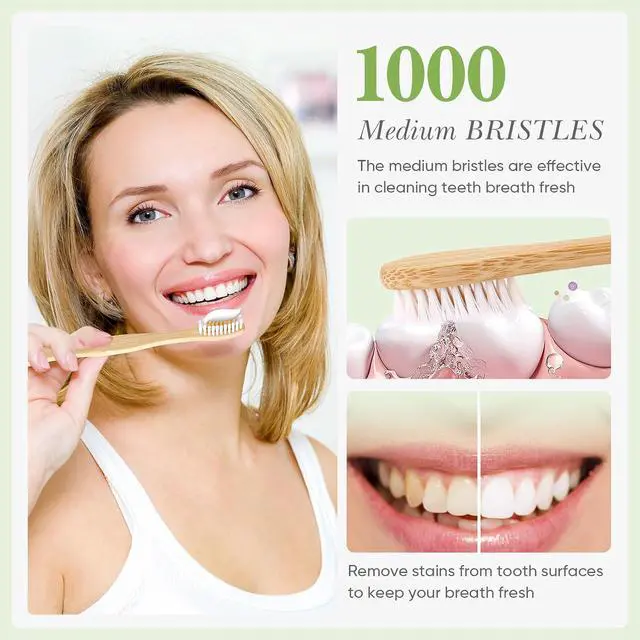 Alt view image 7 of 7 - 10 PCS Bamboo Toothbrushes Pack, Natural & Eco-Friendly Wooden Toothbrush