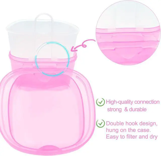Alt view image 3 of 7 - Denture Bath Case Denture Soaking Cup with Brush, Denture Holder Case Retainer Cleaning Case False Teeth Storage Box for Travel and Daily Use