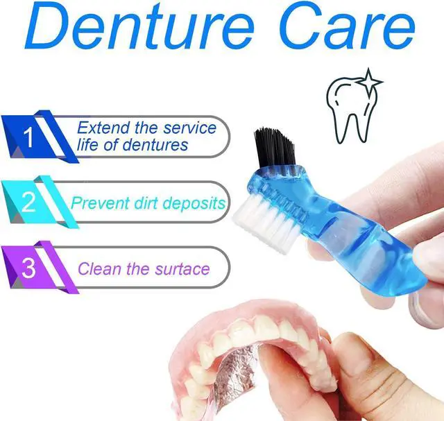 Alt view image 4 of 7 - Denture Bath Case Denture Soaking Cup with Brush, Denture Holder Case Retainer Cleaning Case False Teeth Storage Box for Travel and Daily Use