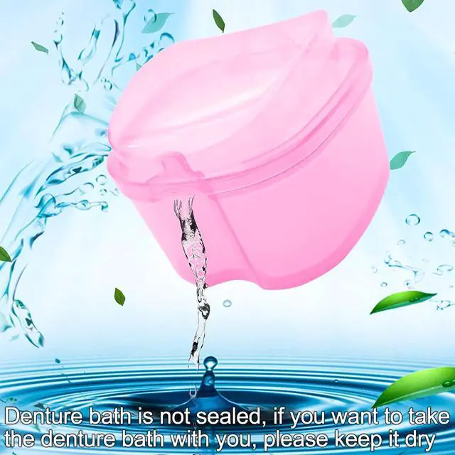 Alt view image 6 of 7 - Denture Bath Case Denture Soaking Cup with Brush, Denture Holder Case Retainer Cleaning Case False Teeth Storage Box for Travel and Daily Use