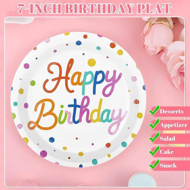 Alt view image 4 of 7 - 50 Pcs Happy Birthday Paper Plates and Napkins Disposable Party Decorations