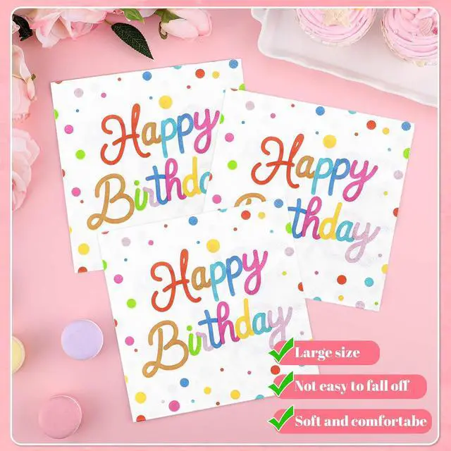 Alt view image 5 of 7 - 50 Pcs Happy Birthday Paper Plates and Napkins Disposable Party Decorations