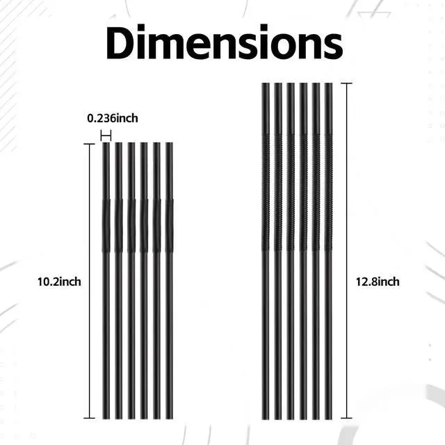 Alt view image 2 of 6 - SONGNASS 100PCS Black Flexible Plastic Straws,Black Disposable Bendy Party Fancy Straws13inch Extra Long Straws Party Decorations