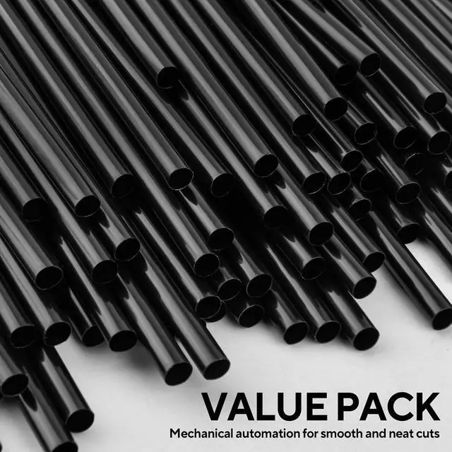 Alt view image 4 of 6 - SONGNASS 100PCS Black Flexible Plastic Straws,Black Disposable Bendy Party Fancy Straws13inch Extra Long Straws Party Decorations