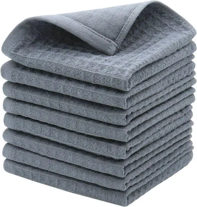 Main image of Washcloths Cotton Dish Cloths, 8 Pack,12x12,Grey Dish Rags