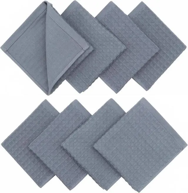 Alt view image 3 of 7 - Washcloths Cotton Dish Cloths, 8 Pack,12x12,Grey Dish Rags