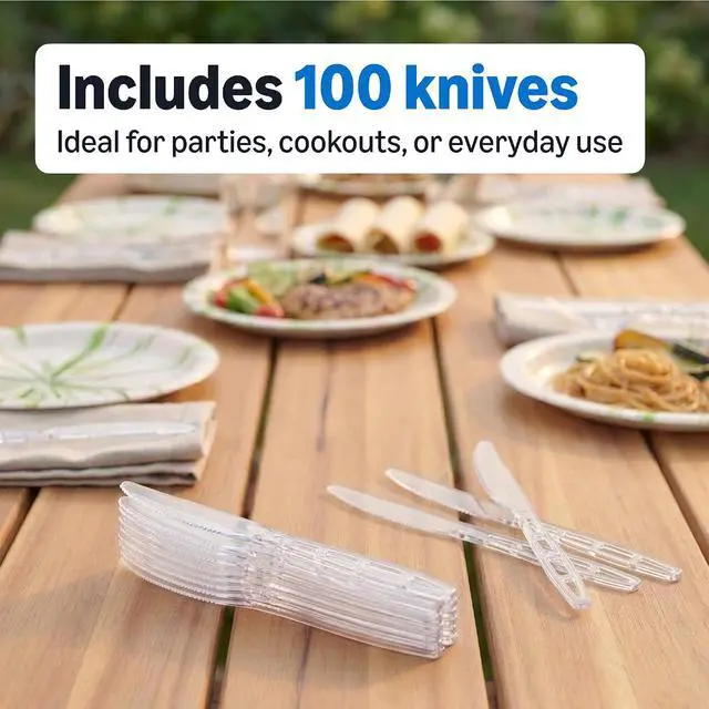 Alt view image 4 of 5 - Amazon Basics Disposable Clear Plastic Knives, Premium Quality, 100 Count