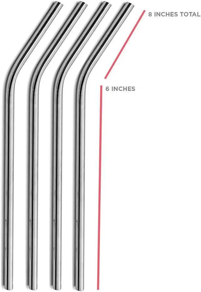 Alt view image 2 of 7 - Stainless Steel Drinking Straws Set of 4, Curved metal Straws reusable for 20 0z Tumbler, | Fits all Yeti SIC Simple Modern Tumblers, Cleaning Brush Included.