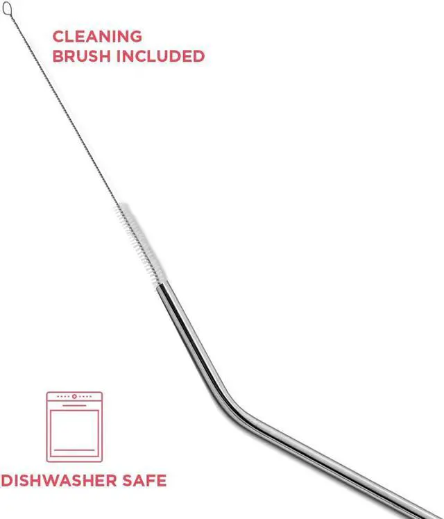 Alt view image 4 of 7 - Stainless Steel Drinking Straws Set of 4, Curved metal Straws reusable for 20 0z Tumbler, | Fits all Yeti SIC Simple Modern Tumblers, Cleaning Brush Included.