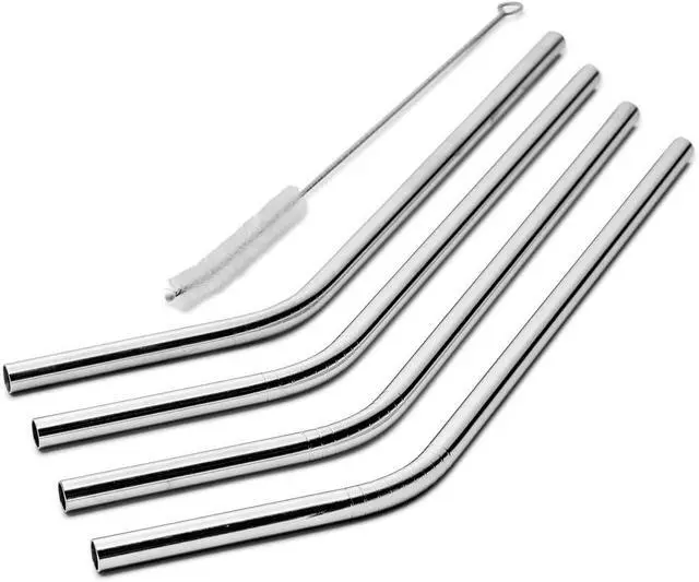 Alt view image 7 of 7 - Stainless Steel Drinking Straws Set of 4, Curved metal Straws reusable for 20 0z Tumbler, | Fits all Yeti SIC Simple Modern Tumblers, Cleaning Brush Included.