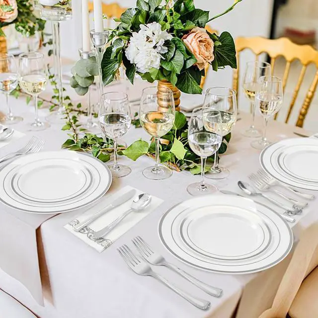 Alt view image 7 of 7 - BESTVIP 50 Pack 6.9 Inch Silver Heavy Duty Disposable Plastic Spoons