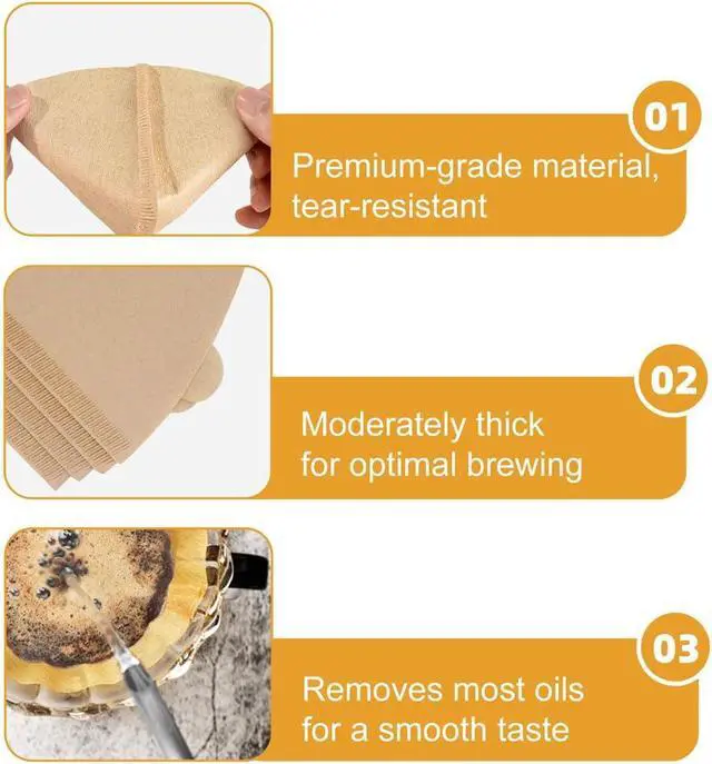 Alt view image 4 of 6 - Coffee Filters #4, Coffee Filters 4 Cone Paper, Unbleached, Brown, 8-12 Cup, Number 4 Coffee Filter, 100 Count