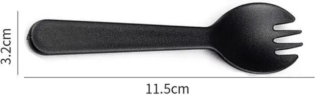 Alt view image 2 of 7 - 100PCS Disposable Sporks, Individually Wrappe Eco-Friendly Durable Plastic Spork, 2 in 1 Forks and Spoons Great for Lunch, Picnics or Restaurant and Party Supply (Black)