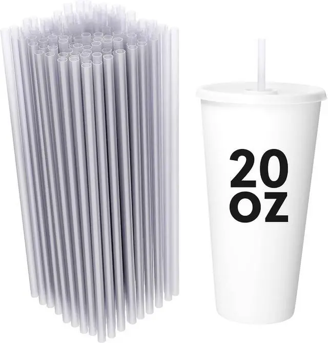 Main image of Disposable Plastic Drinking Straws, Straight 7.75-Inch, Clear, 250 Count