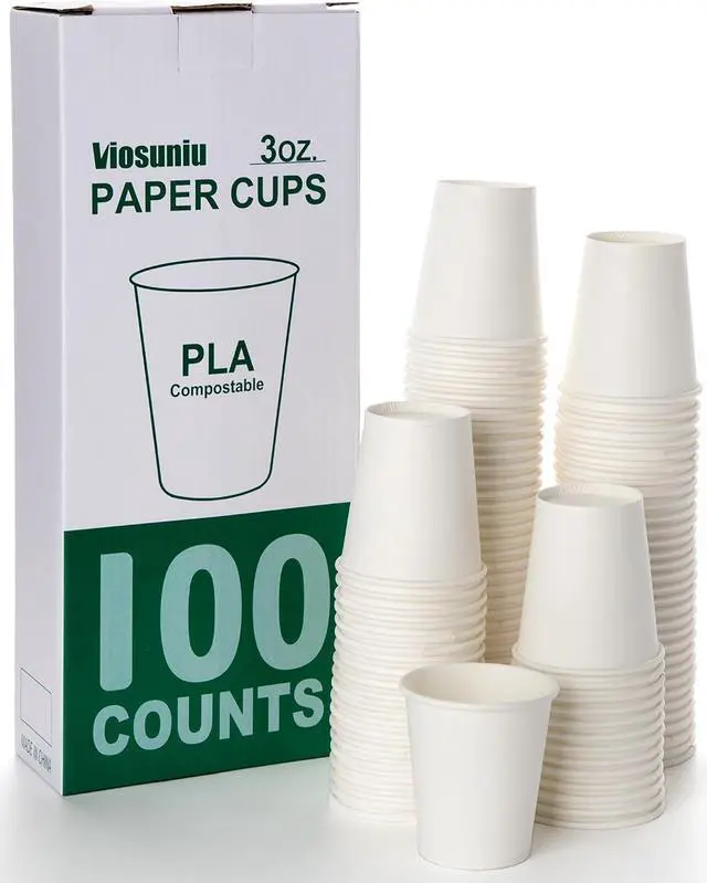 Main image of 3 oz PLA Paper Cups, Bathroom Mouthwash Cups, 100 pack