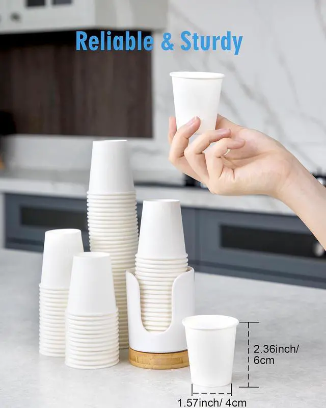 Alt view image 3 of 6 - 3 oz PLA Paper Cups, Bathroom Mouthwash Cups, 100 pack