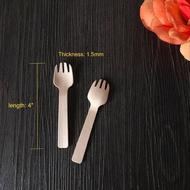 Alt view image 2 of 7 - Gmark 1.5mm Extra-Thick Mini Wooden Sporks (4 Inch) - 100 Count Heavy Duty 2-in-1 Birch Wood Utensils - Sturdy No-Snap Small Fork-Spoon Combo for Appetizers & Desserts - Eco-Friendly GM1058A