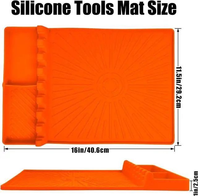 Alt view image 4 of 7 - Large Silicone Grill Mat with Drip Pad, Heat Resistant Spatula Holder for Blackstone Side Shelf & Outdoor Kitchen Countertop, Reusable Griddle Accessories for BBQ Enthusiasts and Home Cooks