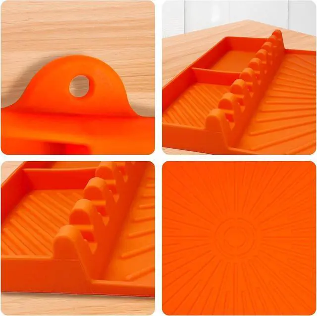 Alt view image 7 of 7 - Large Silicone Grill Mat with Drip Pad, Heat Resistant Spatula Holder for Blackstone Side Shelf & Outdoor Kitchen Countertop, Reusable Griddle Accessories for BBQ Enthusiasts and Home Cooks