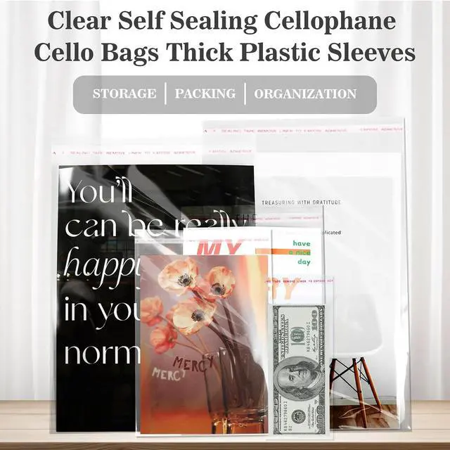 Alt view image 7 of 7 - 100Pcs Cake Money Box Transparent Bag Clear Paper Money Currency Sleeves Self Sealing Cellophane Money Bags