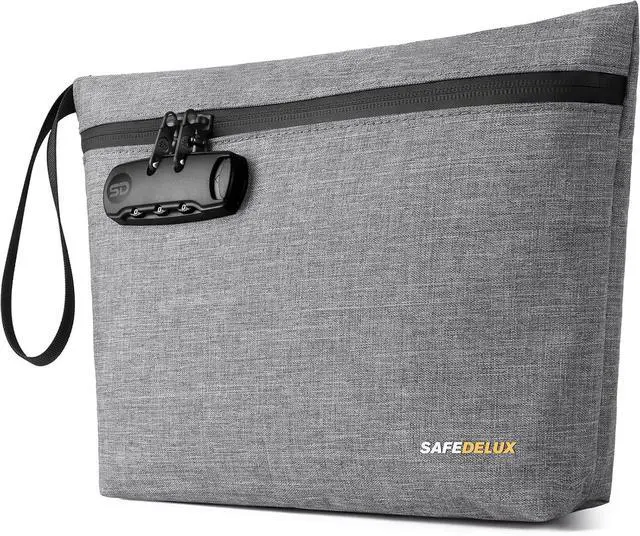 Main image of Smell Proof Bag, Odor Proof Bag with Combination Lock, Durable Smell Proof Container with Carbon Lining, Secure Odorless Travel Pouch for Home & On-the-Go (Grey)